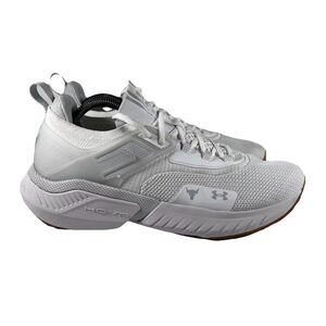 Under Armour HOVR Project Rock 5 White/Gum Shoes Sneakers Men's Size 10